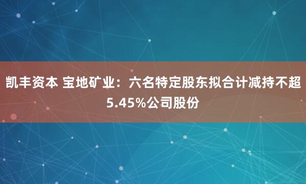 凯丰资本 宝地矿业：六名特定股东拟合计减持不超5.45%公司股份