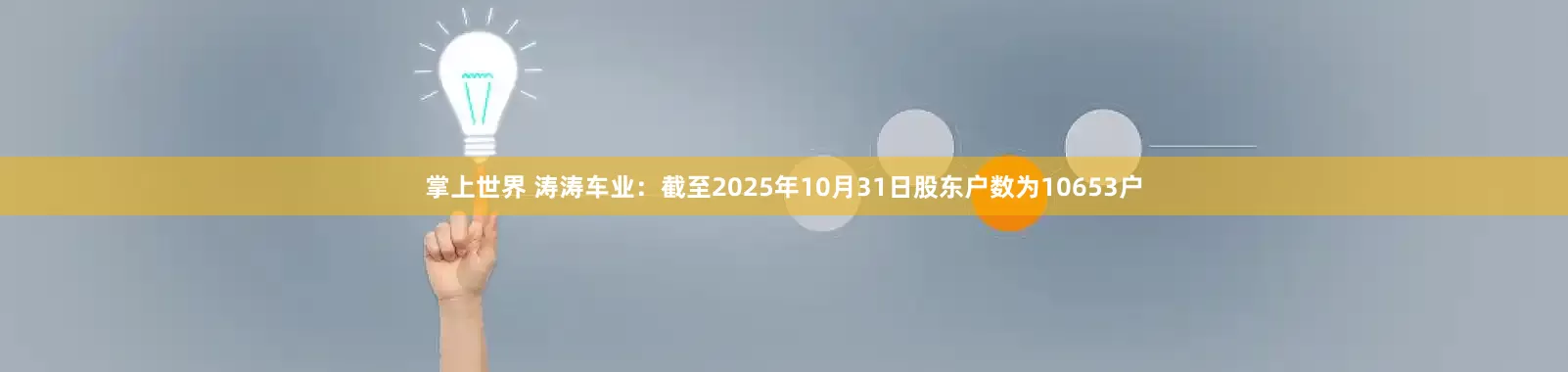 掌上世界 涛涛车业：截至2025年10月31日股东户数为10653户